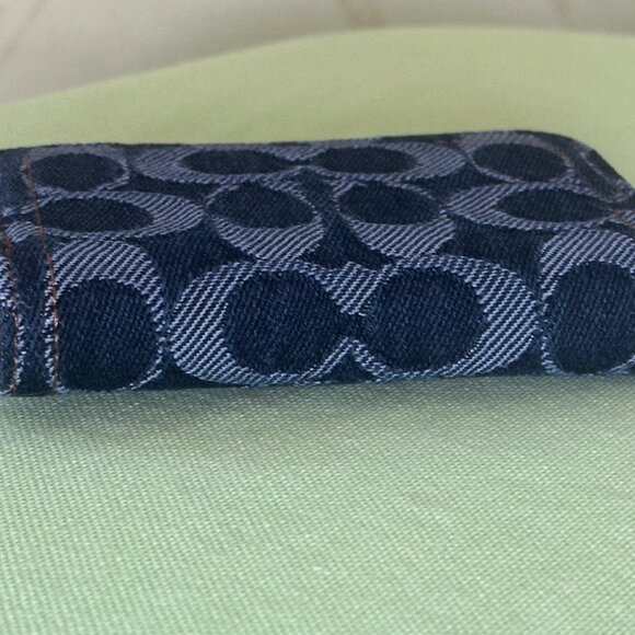 COACH SIGNATURE DENIM SMALL ZIP-AROUND CARD CASE:NWT DEEP BLUE. CAT62 - Picture 8 of 12